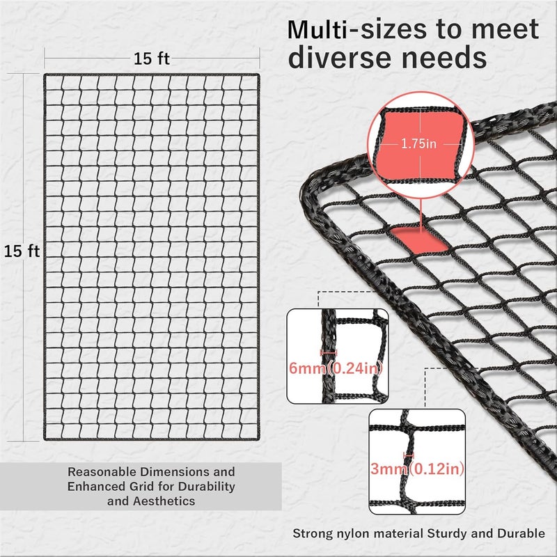 Storgem Baseball Softball Backstop Nets, Sports Netting, Sports Barrier Netting, Heavy Duty Sports Nets Netting Knotless for Playing Field, Backyard or Garage - Image 2